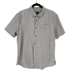 Prana Mens Organic Cotton Button Down Shirt Gray Slim Fit XL‎ EUC